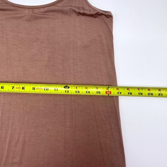 Womens Soft Modal Layering  Midi Dress Taupe Nude Spaghetti Strap Size M Lace - Picture 7 of 8